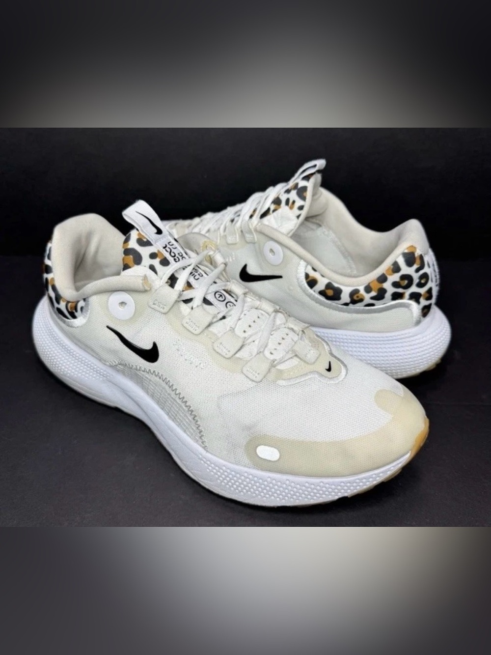 Nike React Escape Run DM3083-100 White Bone Leopard Running Shoes-Womens 8.5